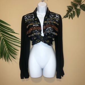 Embellished lace blouse